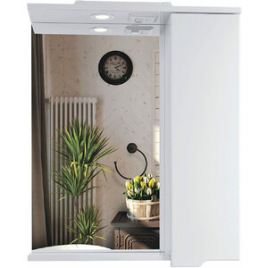 Зеркало-шкаф Sanstar Лайн 60х75 с подсветкой, белый (143.1-2.5.1.) шкаф напольный для стиральной машины лайн 64 см мдф эмаль