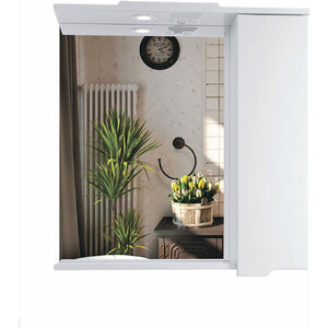 Зеркало-шкаф Sanstar Лайн 70х75 с подсветкой, белый (145.1-2.5.1.) шкаф напольный для стиральной машины лайн 64 см мдф эмаль