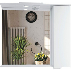 Зеркало-шкаф Sanstar Лайн 80х75 с подсветкой, белый (144.1-2.5.1.) шкаф напольный для стиральной машины лайн 64 см мдф эмаль