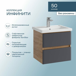 фото Тумба под раковину sanstar инфинити 50х40 дуб сонома светлый/графит софт (390.1-1.4.1.)