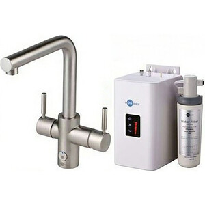 Смеситель для кухни InSinkErator AquaHot с системой мгновенного приготовления кипяченой воды, матовый никель (F-4N1L-BR) смеситель для ванны wasserkraft wern никель 4201