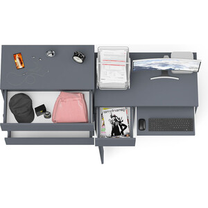фото Комплект свк мори стол компьютерный мс-1 левый + комод мк800.4, цвет графит