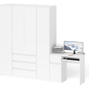 фото Комплект свк мори стол компьютерный мс-1 левый + шкаф мш1600.1, цвет белый
