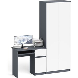 Комплект СВК Мори Стол компьютерный МС-1 правый + Шкаф МШ800.1, цвет графит/белый комплект свк мори стол письменный мсп1200 1 шкаф мш800 1 графит белый