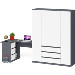 Комплект СВК Мори Стол компьютерный МС-16 левый + Шкаф МШ1600.1, цвет графит/белый комплект мебели для ванной 3 в 1 смарт 42 см матовый графит