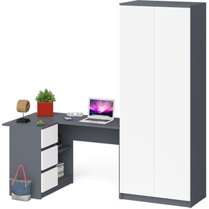 Комплект СВК Мори Стол компьютерный МС-16 левый + Шкаф МШ800.1, цвет графит/белый комплект мебели для ванной 3 в 1 смарт 42 см матовый графит