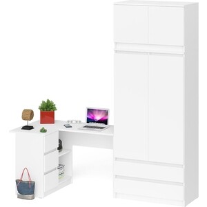фото Комплект свк мори стол компьютерный мс-16 левый + шкаф мш900.1 + антресоль ма900.1, цвет белый