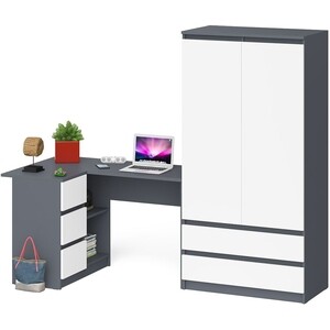 фото Комплект свк мори стол компьютерный мс-16 левый + шкаф мш900.1, цвет графит/белый