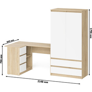 фото Комплект свк мори стол компьютерный мс-16 левый + шкаф мш900.1, цвет дуб сонома/белый
