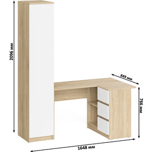 фото Комплект свк мори стол компьютерный мс-16 правый + пенал мш400.1, цвет дуб сонома/белый