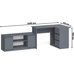 фото Комплект свк мори стол компьютерный мс-16 правый + тумба мтв1200.1, цвет графит