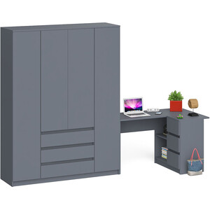 Комплект СВК Мори Стол компьютерный МС-16 правый + Шкаф МШ1600.1, цвет графит комплект свк мори стол письменный мсп1200 1 шкаф мш1600 1 графит