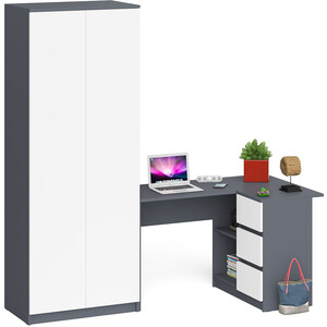 фото Комплект свк мори стол компьютерный мс-16 правый + шкаф мш800.1, цвет графит/белый