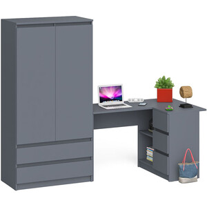 комплект свк мори стол письменный мсп1200 1 шкаф мш900 1 графит Комплект СВК Мори Стол компьютерный МС-16 правый + Шкаф МШ900.1, цвет графит
