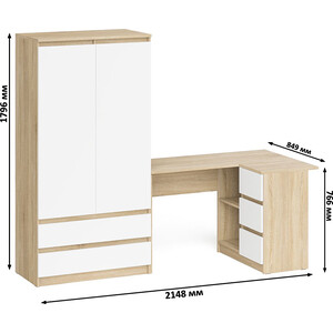 фото Комплект свк мори стол компьютерный мс-16 правый + шкаф мш900.1, цвет дуб сонома/белый
