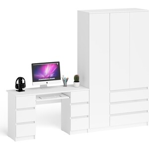 Комплект СВК Мори Стол компьютерный МС-2 + Шкаф МШ1200.1, цвет белый комплект свк мори стол письменный мсп1200 1 шкаф мш1200 1 белый