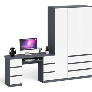 Комплект СВК Мори Стол компьютерный МС-2 + Шкаф МШ1200.1, цвет графит/белый комплект свк мори стол компьютерный мс 1 правый шкаф мш1200 1 графит белый