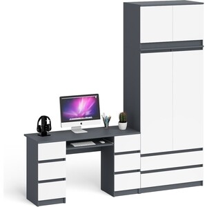 фото Комплект свк мори стол компьютерный мс-2 + шкаф мш900.1 + антресоль ма900.1, цвет графит/белый