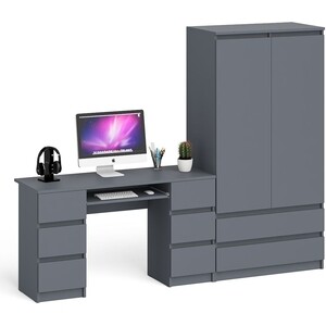 комплект свк мори стол компьютерный мс 1 левый шкаф мш900 1 графит белый Комплект СВК Мори Стол компьютерный МС-2 + Шкаф МШ900.1, цвет графит