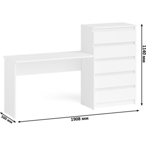 фото Комплект свк мори стол письменный мсп1200.1 + комод мк700.5, цвет белый