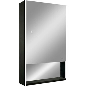 Зеркало-шкаф Reflection Box Black 50х80 подсветка, сенсор, черный (RF2419BL) зеркало шкаф reflection cube 60х80 подсветка сенсор белый rf2211cb