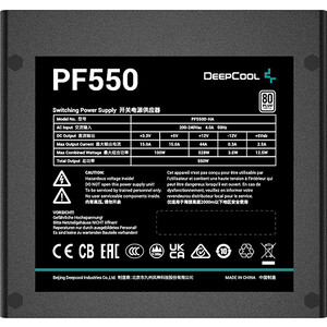 фото Блок питания deepcool 550w pf550 80+ (atx 2.4 550w, pwm 120mm fan, 80 plus, apfc) ret (pf550)