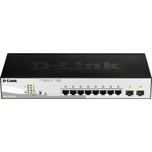 Коммутатор D-Link DGS-1210-10P/FL1A 10 портов (8x 1Gbs PoE, 2x 1Gbs SFP, настраиваемый L2) (DGS-1210-10P/FL1A) коммутатор tenda s16 16 портов ethernet 10 100 мбит сек ieee 802 3 10base t 802 3u 100base tx 802 3x flow control s16