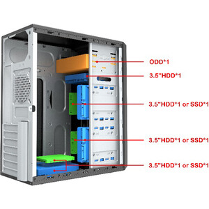 фото Корпус foxline miditower fl-302 450w black (atx, 450w, 2xusb2.0) (fl-302-fz450)