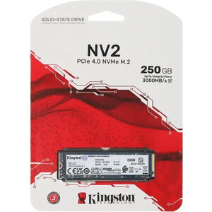 Накопитель Kingston SSD 250Gb PCI-E NVMe M.2 2280 NV1 (SNV2S/250G) твердотельный накопитель kingston nv2 250gb snv2s 250g