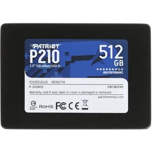 Накопитель PATRIOT SSD 512Gb P210 2.5'' SATA III (P210S512G25) накопитель patriot ssd 512gb p210 2 5 sata iii p210s512g25