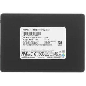 Накопитель Samsung SSD PM9A3 1920Gb U.2 PCI-E 4.0 (MZQL21T9HCJR-00A07) твердотельный накопитель samsung ssd 1920gb pm897 2 5 mz7l31t9hbna 00a07