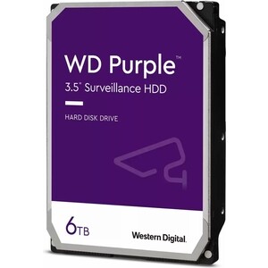 Накопитель Western Digital (WD) HDD 6Tb Purple, 3.5'', 5400rpm, 256Mb, SATA3 (WD64PURZ) samsung 870 evo 500 гб 2 5 дюймовый sata ssd твердотельный накопитель интерфейс sata3 0 высокая скорость чтения и записи широкая совместимость