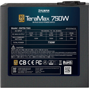 фото Блок питания zalman 750w teramax (atx12v v2.52, apfc, 80+ gold, full modular, retail) (zm750-tmx)