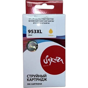 Картридж Sakura F6U18AE (№953XL Yellow) для HP, желтый, 26 мл., 1600 к. картридж t2 ic hf6u17a 953xl пурпурный magenta для hp officejet pro 7720 7730 7740 8210 8211 8218 8700 8710 8711 8715 8716 8718 8719 8720 8721 8725