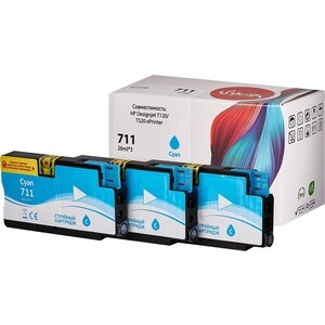 Набор картриджей Sakura CZ134A (№711 Cyan 3-pack) для HP, голубой, 26 мл. (3шт)