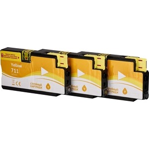 Набор картриджей Sakura CZ136A (№711 Yellow 3-pack) для HP, желтый, 26 мл. (3шт)