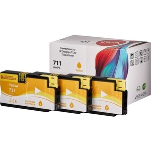 Набор картриджей Sakura CZ136A (№711 Yellow 3-pack) для HP, желтый, 26 мл. (3шт)