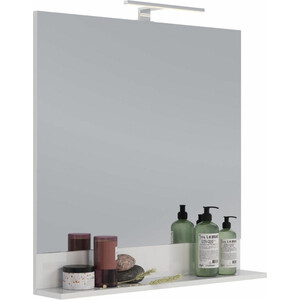 Зеркало Lemark Romance 80х80 с полкой, белый глянец (LM07R80Z) зеркало для ванной aquanet мокка с подсветкой 58x83 см белый глянец