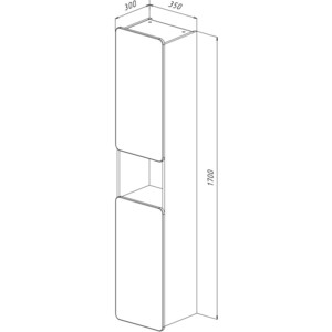 фото Пенал lemark olivia 35х170 белый глянец/дуб кантри (lm08ol35p)