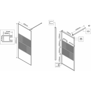 фото Душевой уголок vincea walk-in hp art 80х120-70 черный, стекло прозрачное/рифленое (vsw-1hc800cfb)