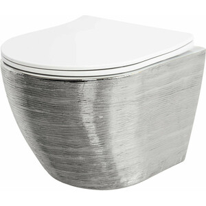 Унитаз подвесной безободковый Grossman с сиденьем микролифт, серебро/белый (GR-4455SWS) унитаз компакт оскольская керамика элисса с сиденьем микролифт белый 4603764564021