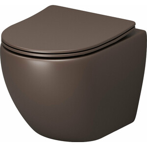 Унитаз подвесной безободковый Grossman Color с сиденьем микролифт, коричневый матовый (GR-4455BRMS) унитаз компакт безободковый grossman color с сиденьем микролифт белый gr 4480s
