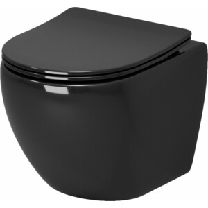 Унитаз подвесной безободковый Grossman Color с сиденьем микролифт, черный (GR-4455BS) унитаз компакт безободковый grossman color с сиденьем микролифт белый матовый gr 4480ms