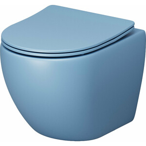 Унитаз подвесной безободковый Grossman Color с сиденьем микролифт, голубой матовый (GR-4455BSMS)