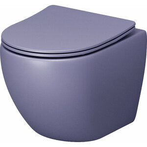 Унитаз подвесной безободковый Grossman Color с сиденьем микролифт, фиолетовый матовый (GR-4455LIMS) унитаз компакт безободковый grossman color с сиденьем микролифт белый gr 4480s