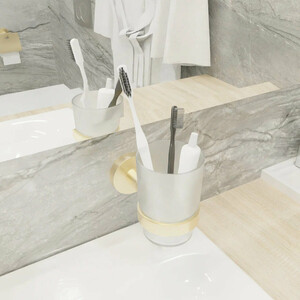 Стакан для ванной Fixsen Comfort Gold золото-сатин/стекло матовое (FX-87006)