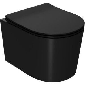 Унитаз подвесной безободковый Point Веста с сиденьем микролифт, черный матовый (PN41701BM) унитаз компакт безободковый vitra integra square open back с сиденьем микролифт 9833b003 7205