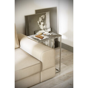 стол придиванный агами серый мрамор Стол придиванный Мебелик Агами серый мрамор/хром (П0004772)