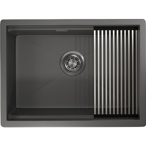 Кухонная мойка Granula KS-6045U с дозатором и ролл-матом, графит матовый кухонная мойка granula ks 5051 с дозатором и ролл матом матовый