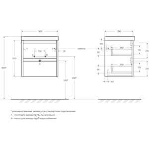 фото Тумба под раковину belbagno kraft-39 50х39 cemento grigio (kraft 39-500/390-2c-so-cg)